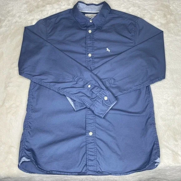 H&M LOGG Blue Cotton Long Sleeve Button-Up Shirt - Picture 3 of 11
